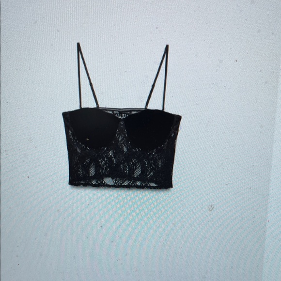 Zara velvet cup Black Lace top - nwt - Picture 4 of 12